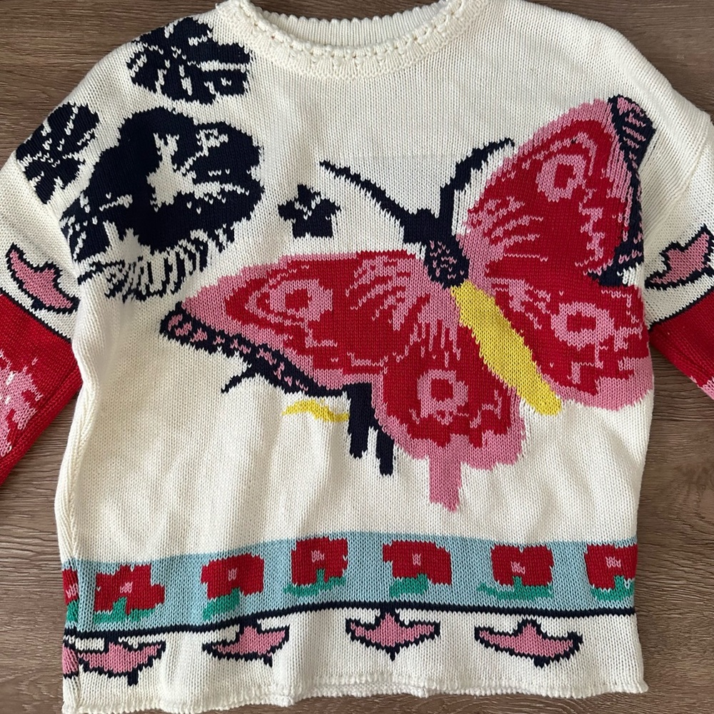 Aldo Martins Red and Yellow Butterfly Sweater